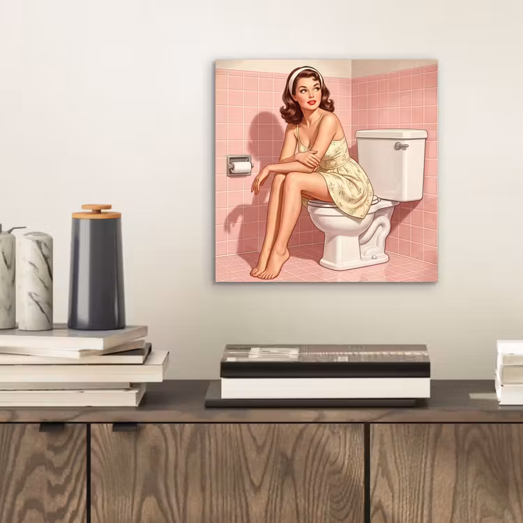 Roze - Retro - Vrouw aluminium wit klein -sfeer1