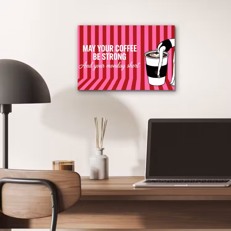 Roze - Strepen - Koffie - Maandag aluminium wit klein -sfeer5