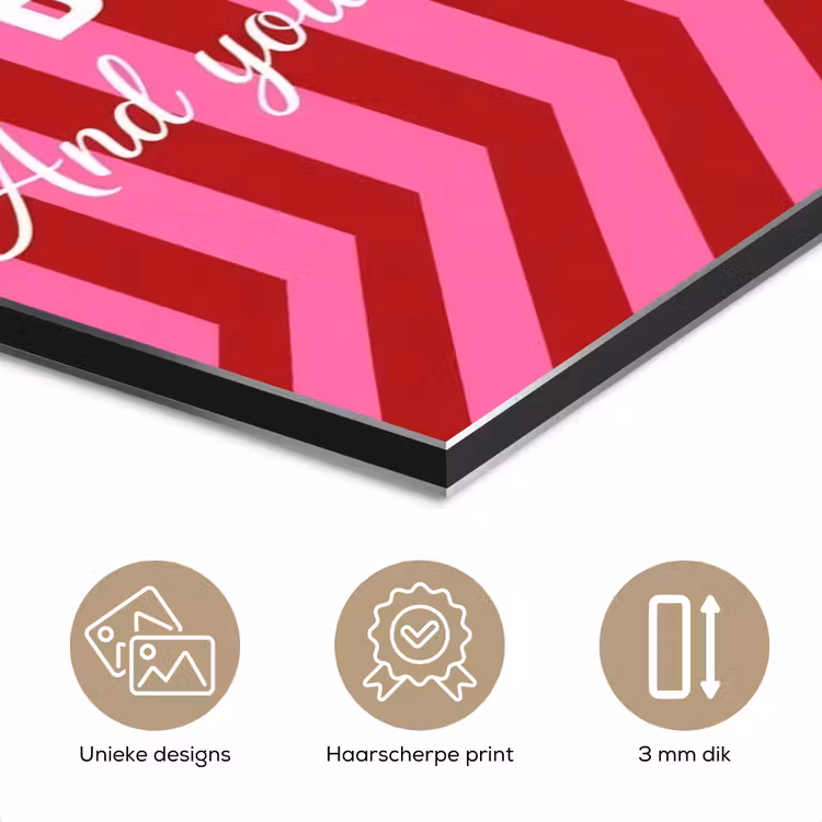 Roze - Strepen - Koffie - Maandag aluminium wit klein -closeup_NL