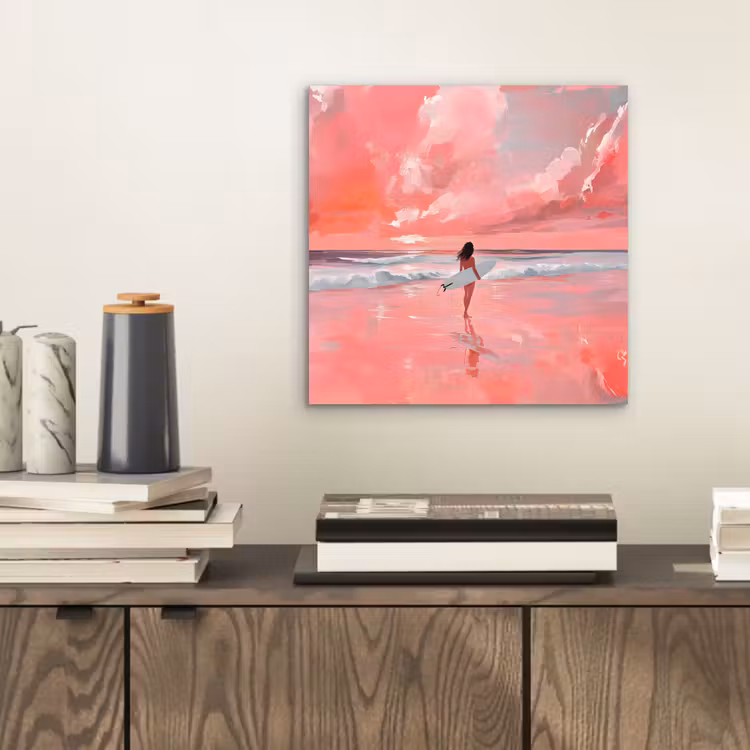 Roze - Surfen - Zee aluminium wit klein -sfeer1