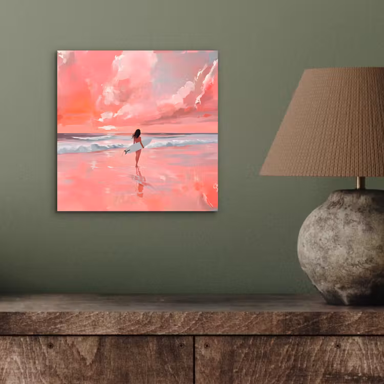 Roze - Surfen - Zee aluminium wit klein -sfeer2