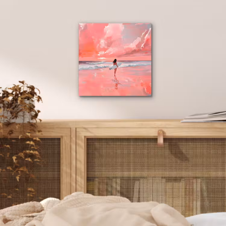 Roze - Surfen - Zee aluminium wit klein -sfeer3
