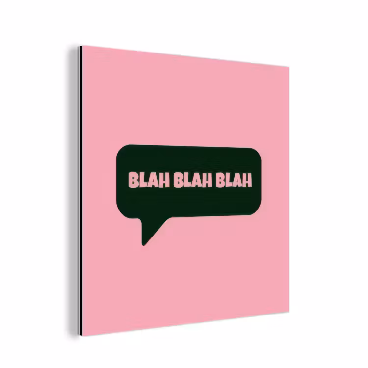 Roze - Tekstwolk - Groen - BLAH BLAH BLAH aluminium wit klein -3d