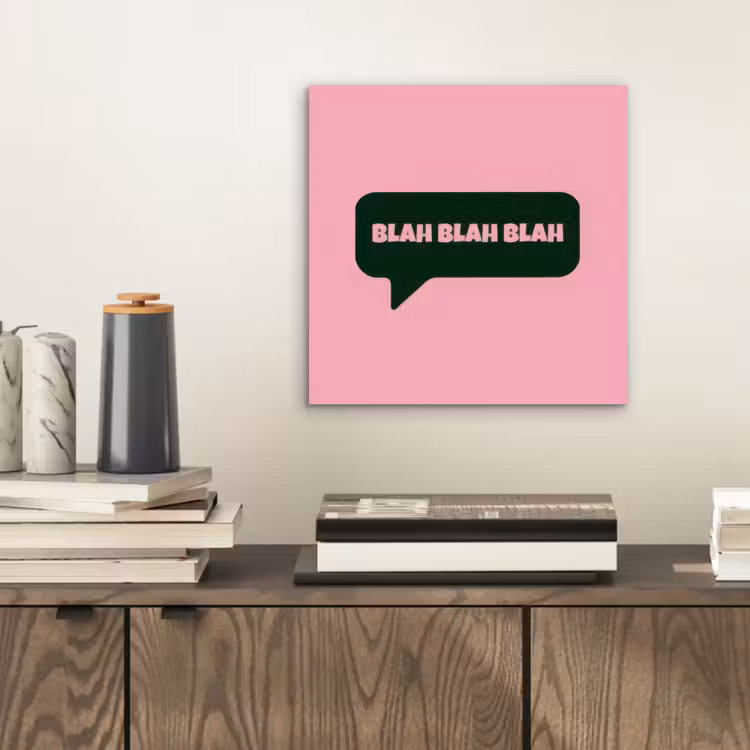 Roze - Tekstwolk - Groen - BLAH BLAH BLAH aluminium wit klein -sfeer1