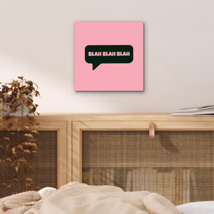 Roze - Tekstwolk - Groen - BLAH BLAH BLAH aluminium wit klein -sfeer3