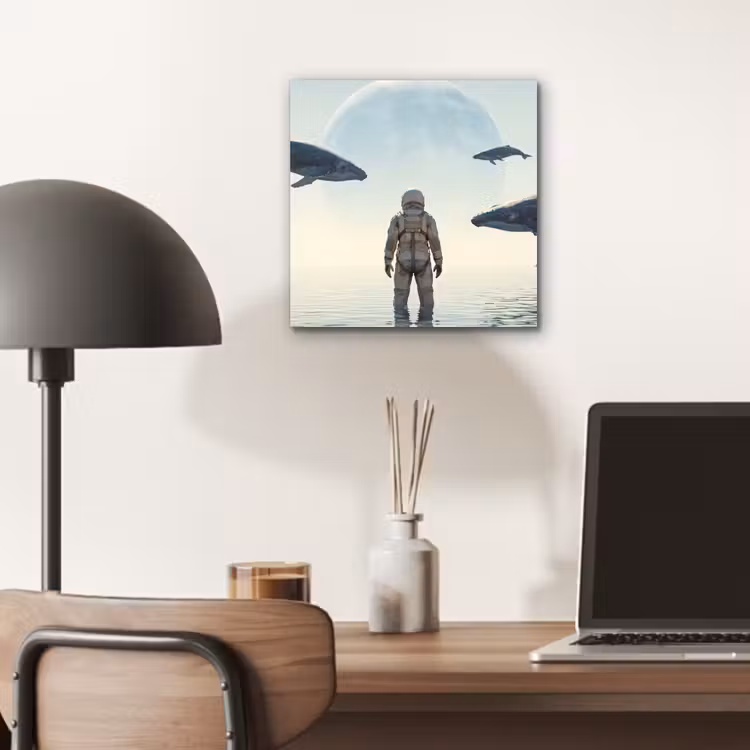 Aluminium schilderij - Ruimtevaarder - Walvis - Fantasie — 6