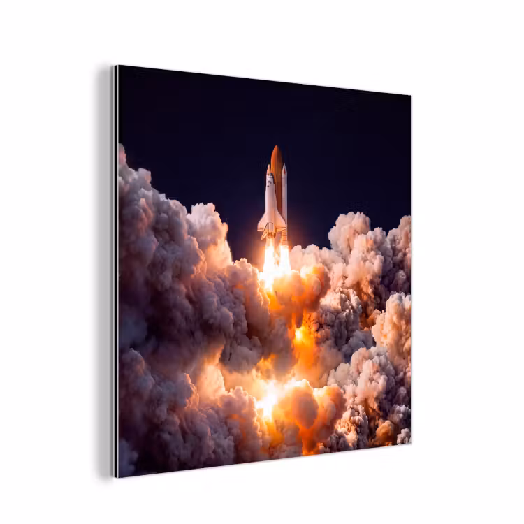 Aluminium schilderij - Ruimtevaartuig - Lancering - Sterren - Ruimtevaartuig - Lancering - Sterren aluminium wit klein