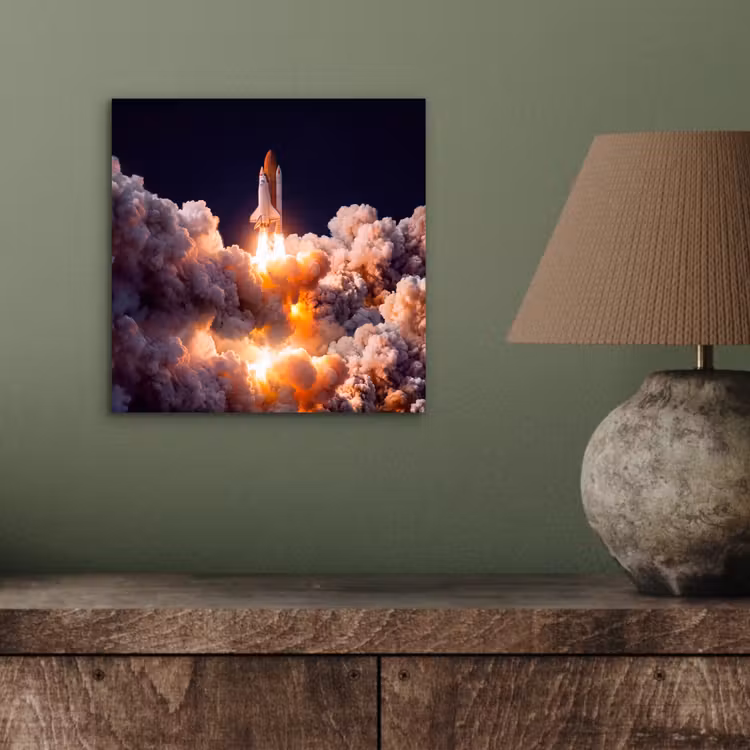 Aluminium schilderij - Ruimtevaartuig - Lancering - Sterren - Ruimtevaartuig - Lancering - Sterren aluminium wit klein