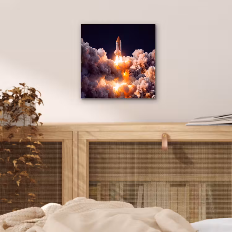 Aluminium schilderij - Ruimtevaartuig - Lancering - Sterren - Ruimtevaartuig - Lancering - Sterren aluminium wit klein