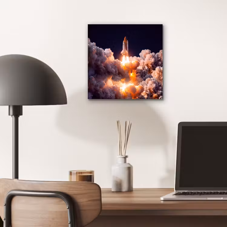 Aluminium schilderij - Ruimtevaartuig - Lancering - Sterren - Ruimtevaartuig - Lancering - Sterren aluminium wit klein