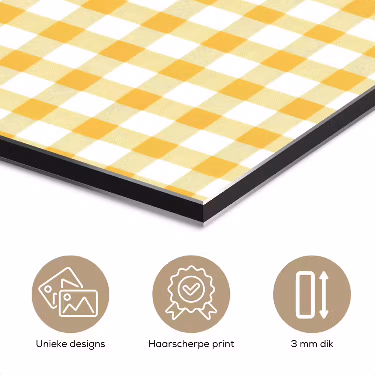 Ruit - Gingham - Klassiek - Geel en Wit aluminium wit klein 46 -closeup_NL
