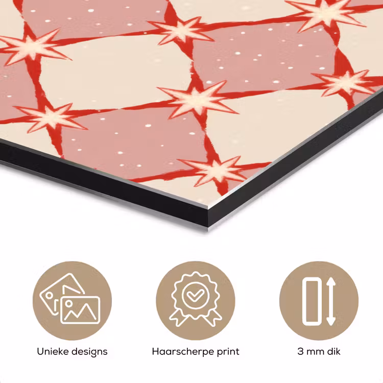 Ruiten - Sterren - Vintage - Oudroze - Rood aluminium wit klein 46 -closeup_NL