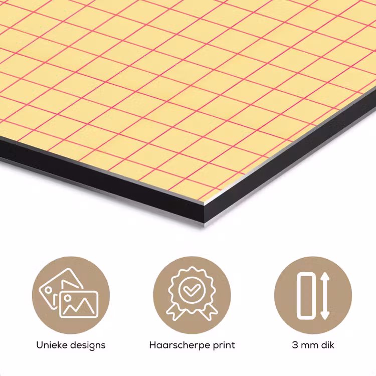 Ruitjes - Grid - Minimalistisch - Geel - Roze aluminium wit klein 46 -closeup_NL