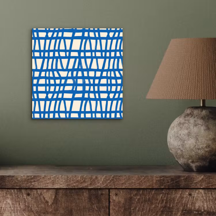 Ruitpatroon - Blauw - Crème aluminium wit klein 46 -sfeer2