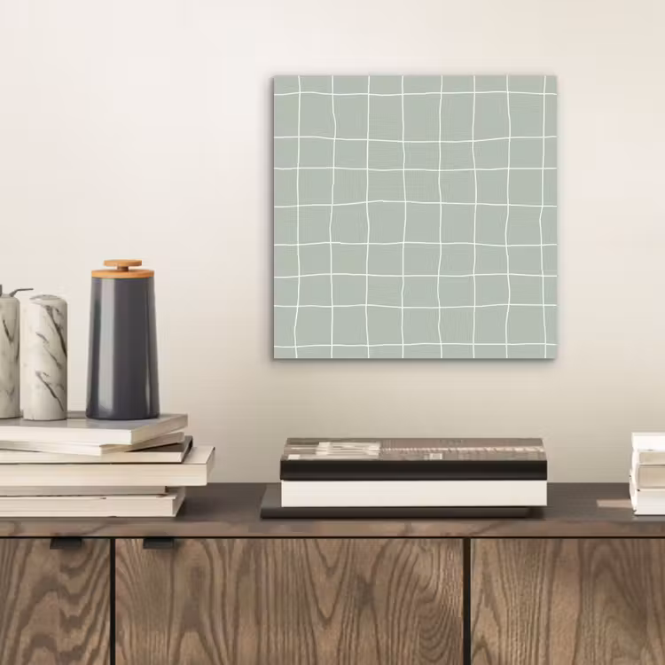 Ruitpatroon - Golvend - Groen aluminium wit klein 46 -sfeer1