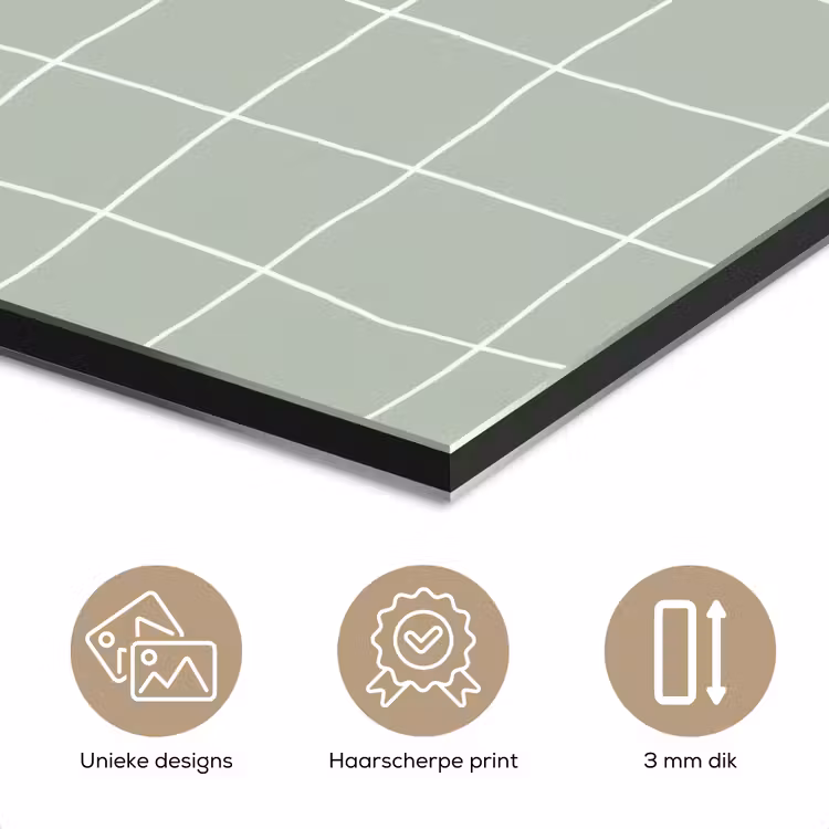 Ruitpatroon - Golvend - Groen aluminium wit klein 46 -closeup_NL