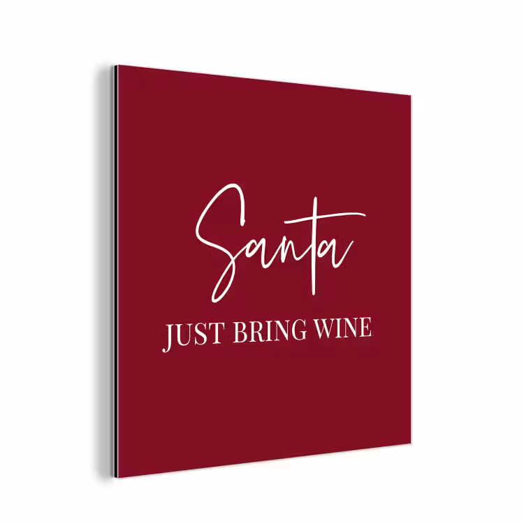 Santa - Wine - Rood - Kerst - Kerstman aluminium wit klein -3d