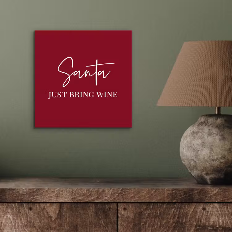 Santa - Wine - Rood - Kerst - Kerstman aluminium wit klein -sfeer2