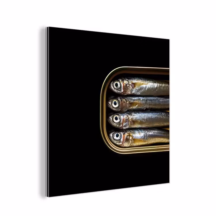 Sardines - Blik - Zwart - Vissen aluminium wit klein -3d