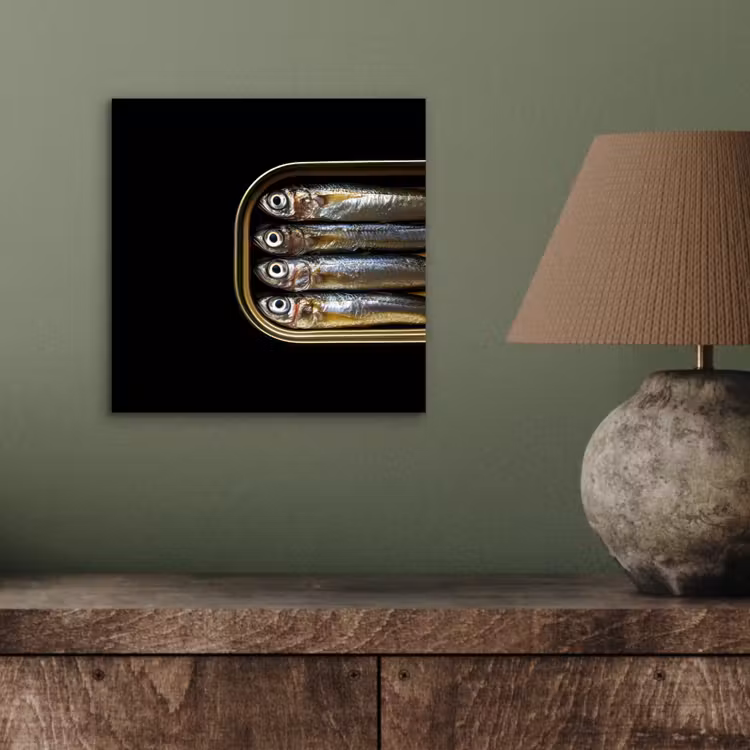 Sardines - Blik - Zwart - Vissen aluminium wit klein -sfeer2