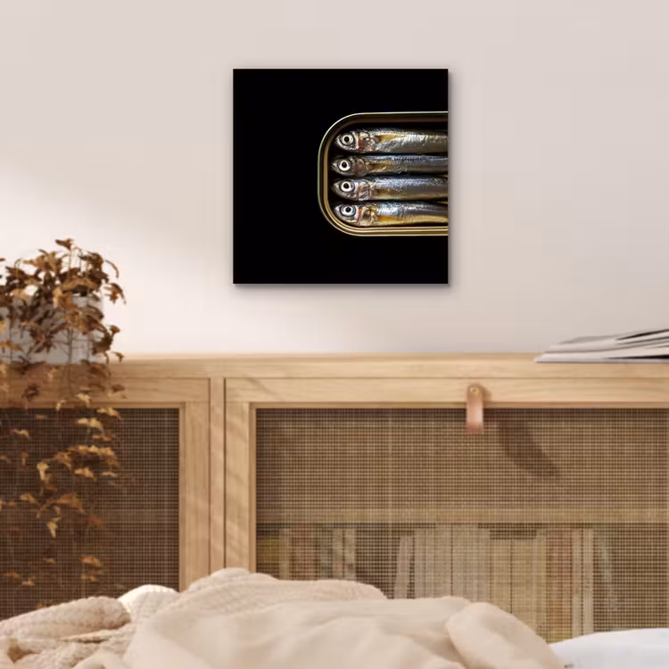 Sardines - Blik - Zwart - Vissen aluminium wit klein -sfeer3