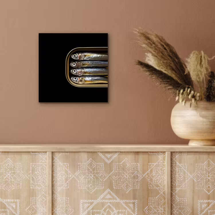 Sardines - Blik - Zwart - Vissen aluminium wit klein -sfeer4
