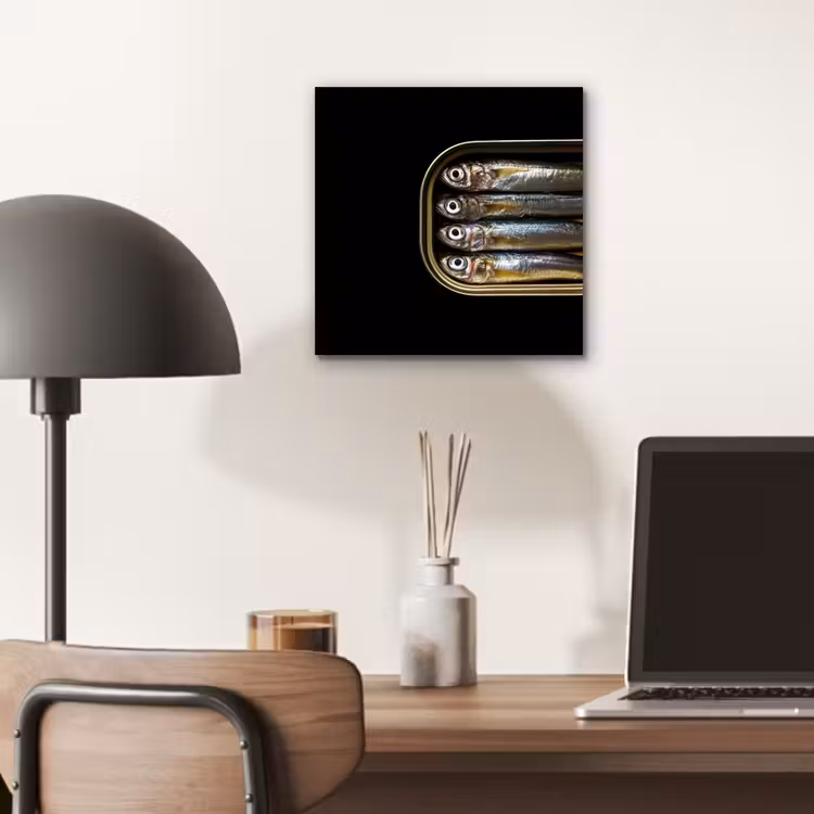 Sardines - Blik - Zwart - Vissen aluminium wit klein -sfeer5