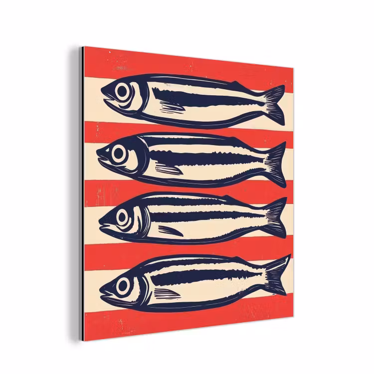 Sardines - Rood en beige strepen aluminium wit klein -3d