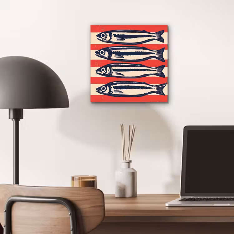 Sardines - Rood en beige strepen aluminium wit klein -sfeer5