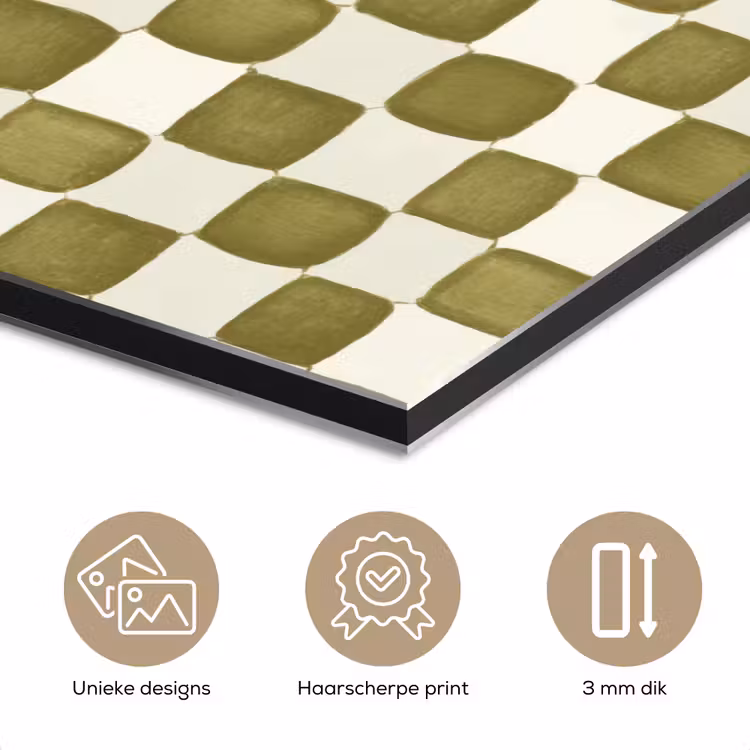 Schaak - Patroon - Groen aluminium wit klein 46 -closeup_NL