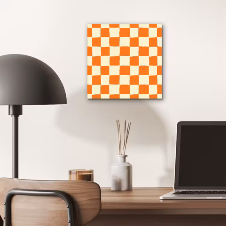 Schaak - Patroon - Oranje aluminium wit klein 46 -sfeer5