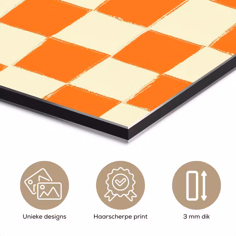 Schaak - Patroon - Oranje aluminium wit klein 46 -closeup_NL