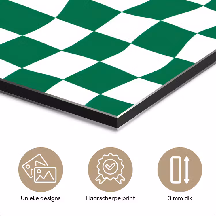 Schaakbord - Golvend - Groen aluminium wit klein 46 -closeup_NL