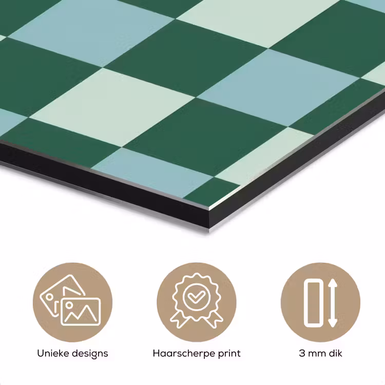 Schaakbord - Klassiek - Groen aluminium wit klein 46 -closeup_NL