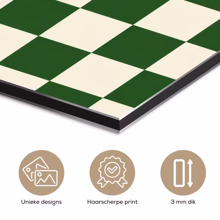 Schaakbord - Patroon - Groen aluminium wit klein 46 -closeup_NL