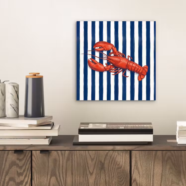 Schaaldier - Kreeft - Marine - Illustratie - Rood aluminium wit klein -sfeer1