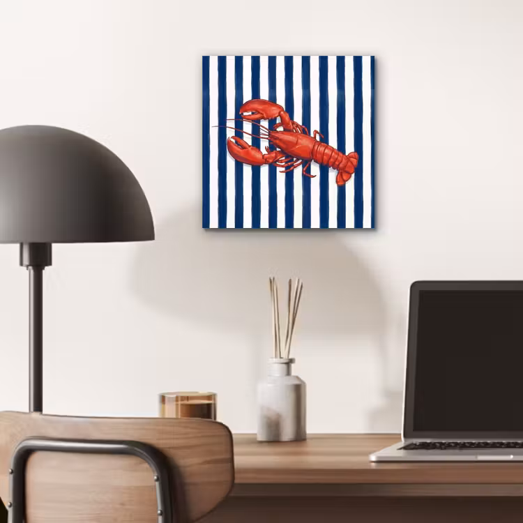 Schaaldier - Kreeft - Marine - Illustratie - Rood aluminium wit klein -sfeer5