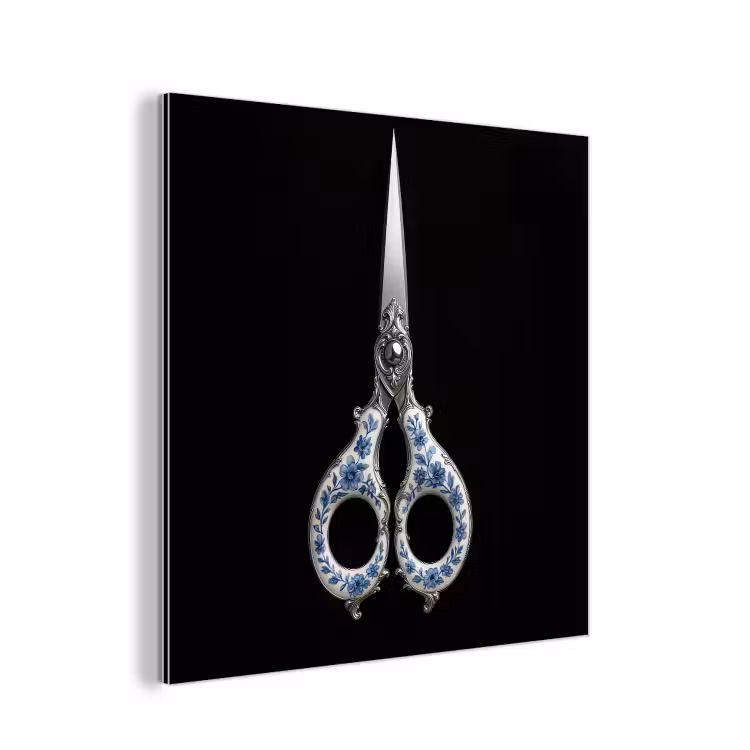 Schaar - Delfts blauw - Zwart aluminium wit klein -3d