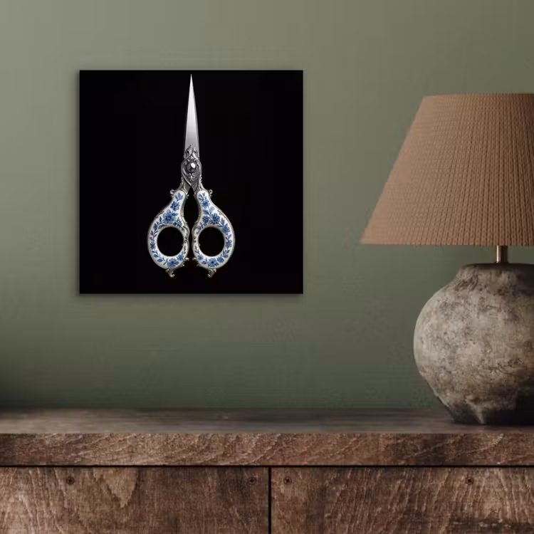 Schaar - Delfts blauw - Zwart aluminium wit klein -sfeer2