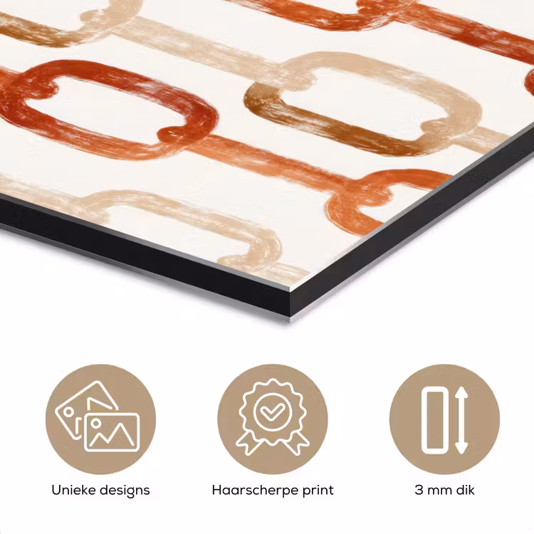 Schakels - Patroon - Aquarel - Terracotta aluminium wit klein 46 -closeup_NL