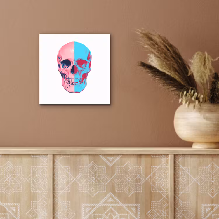 Schedel - Grafisch - Roze - Verdeeld aluminium wit klein -sfeer4