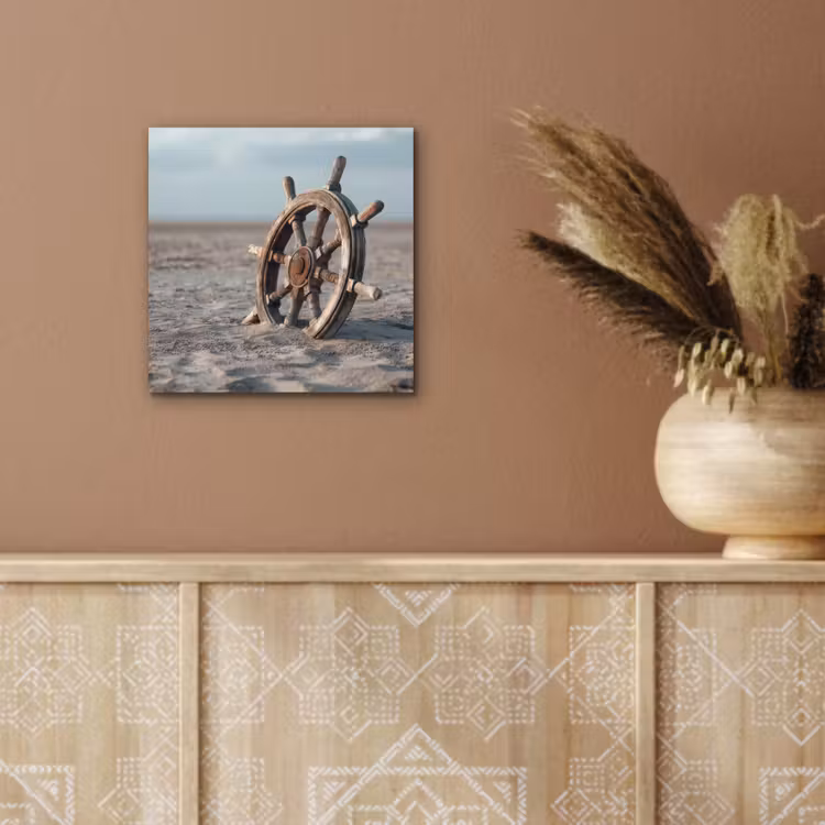 Scheepsstuur - Hout - Bruin - Zand aluminium wit klein -sfeer4