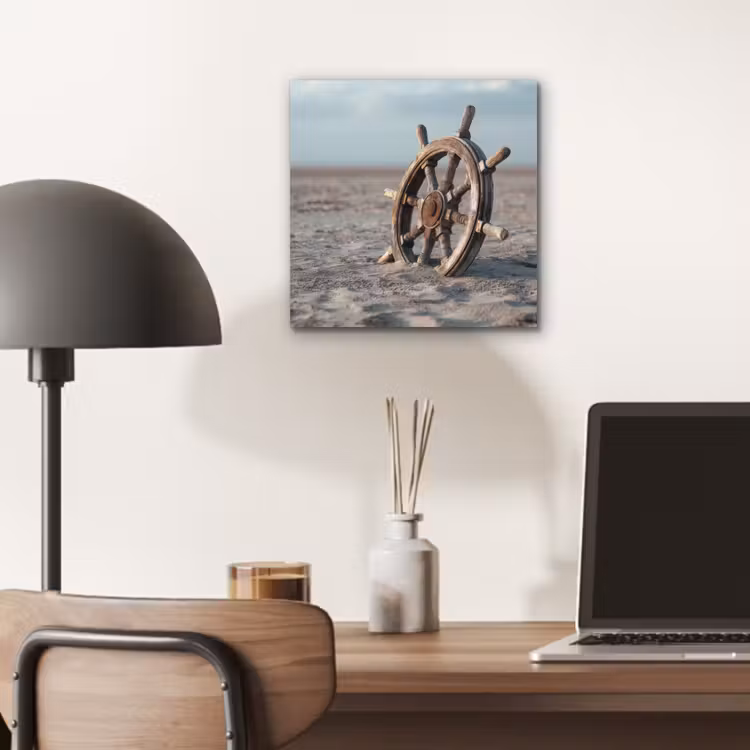 Scheepsstuur - Hout - Bruin - Zand aluminium wit klein -sfeer5