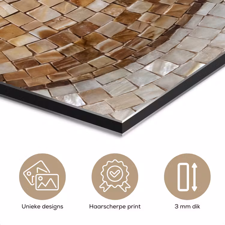 Schelp - Mozaïek - Zee - Beige - Modern aluminium wit klein -closeup_NL