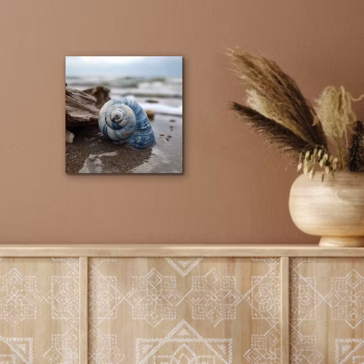 Schelp - Strand - Blauw - Zee aluminium wit klein -sfeer4