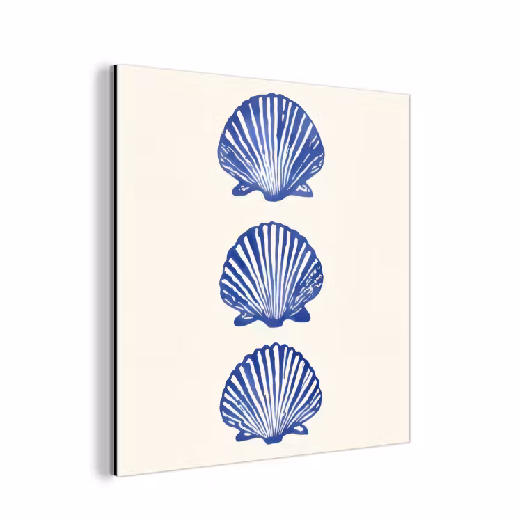 Schelpen - Blauw - Patroon aluminium wit klein -3d