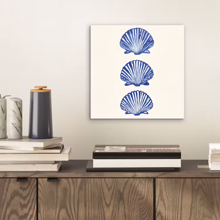 Schelpen - Blauw - Patroon aluminium wit klein -sfeer1