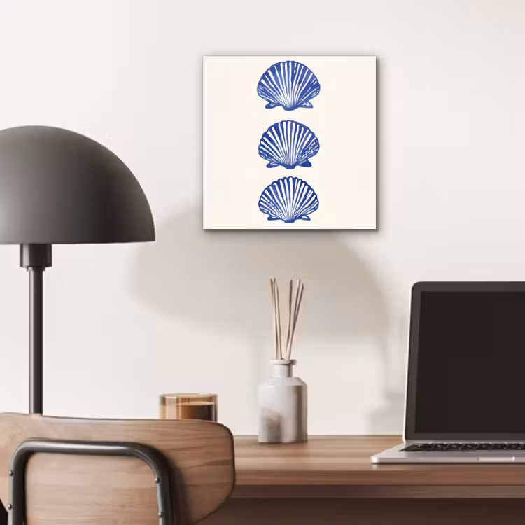 Schelpen - Blauw - Patroon aluminium wit klein -sfeer5
