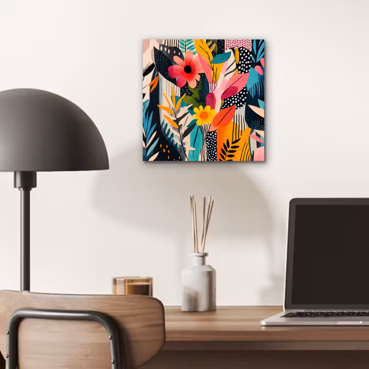 Schilderij - Abstract - Bloemen - Roze aluminium wit klein -sfeer5