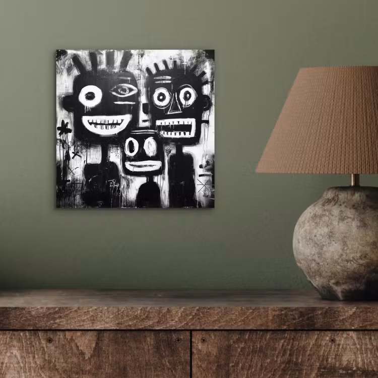 Schilderij - Figuren - Zwart - Abstract aluminium wit klein -sfeer2
